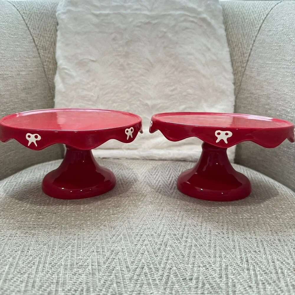 Target Bullseye's Christmas 2025 Ceramic Red Holiday Cake Stand 4